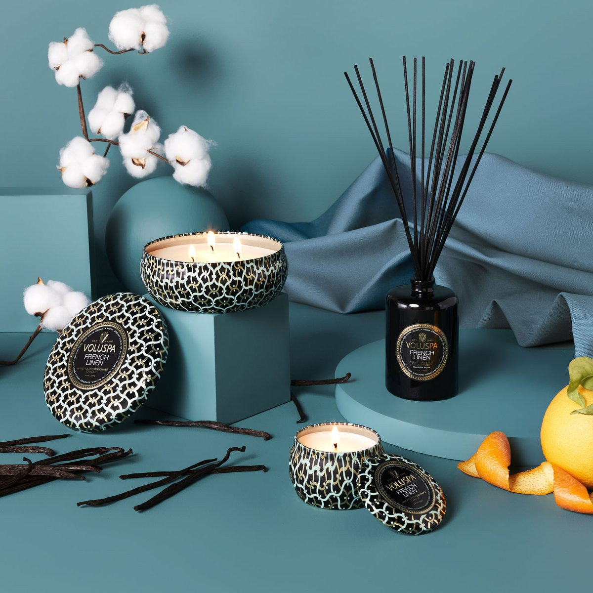 Voluspa - French Linen - 3-Wick Tin