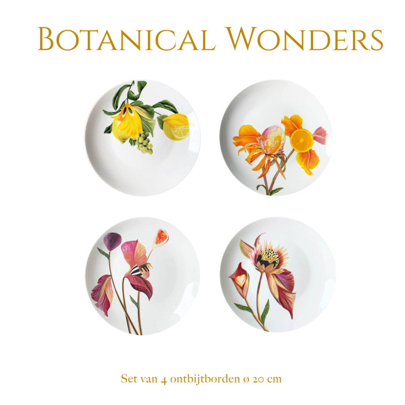 Bordy's - Botanical Wonders - Ontbijtborden - Set van 4